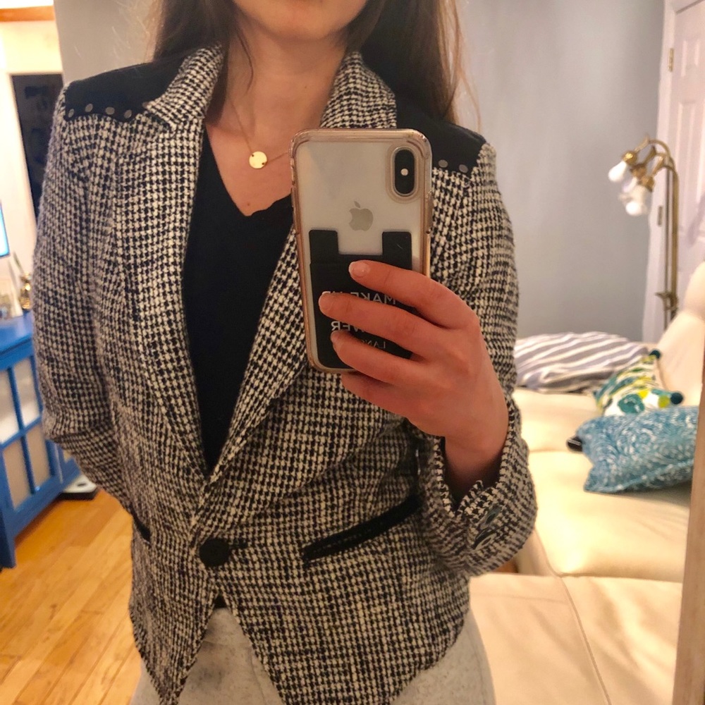 Free People Rodeo studded houndstooth jacket